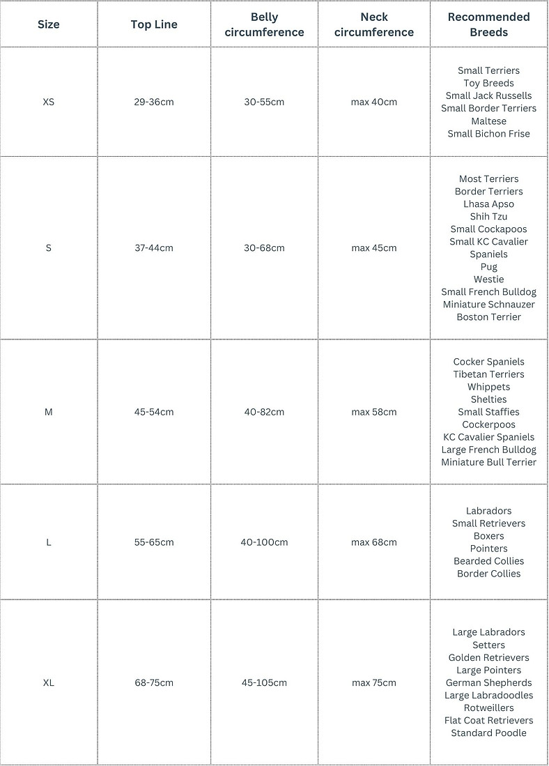 Banana Leaf Dubai Dog Drying Coat Size Guide